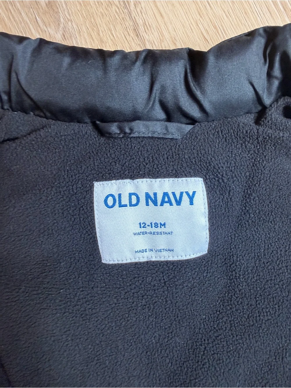 Old Navy Black Puffer Vest Fleece Lined 12-18M